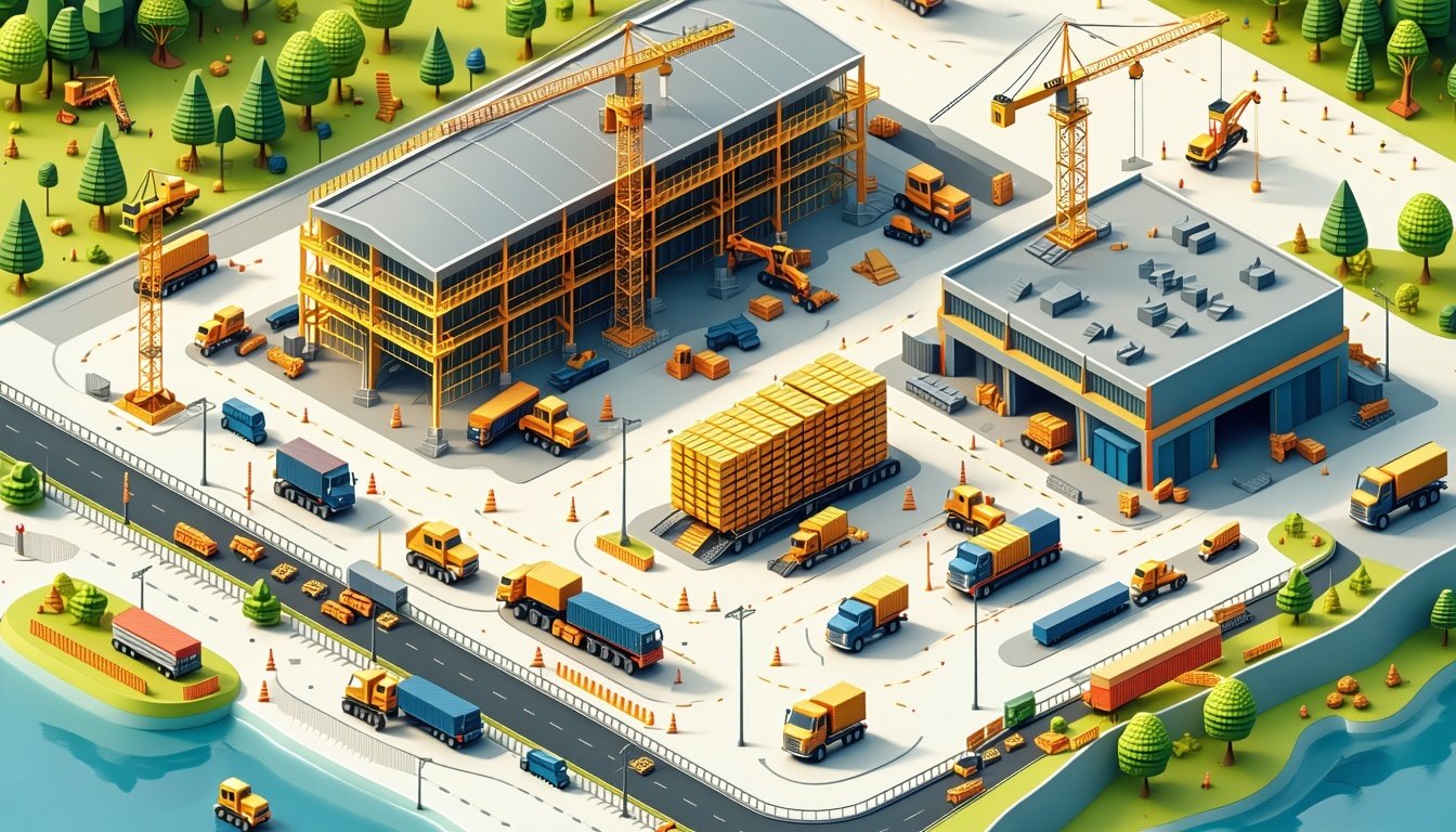 Construction site with high OTIF (On Time In Full) performance.