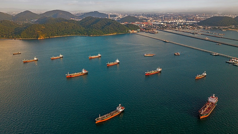 Ships waiting to enter the harbour